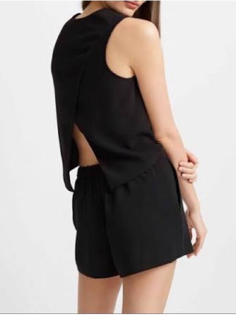 Club Monaco Black Sleeveless Open-Back Romper Size 12 NWT